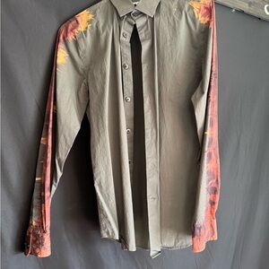 Express Gray and tie-dyed Red Men's dress Shirt  Small fitted